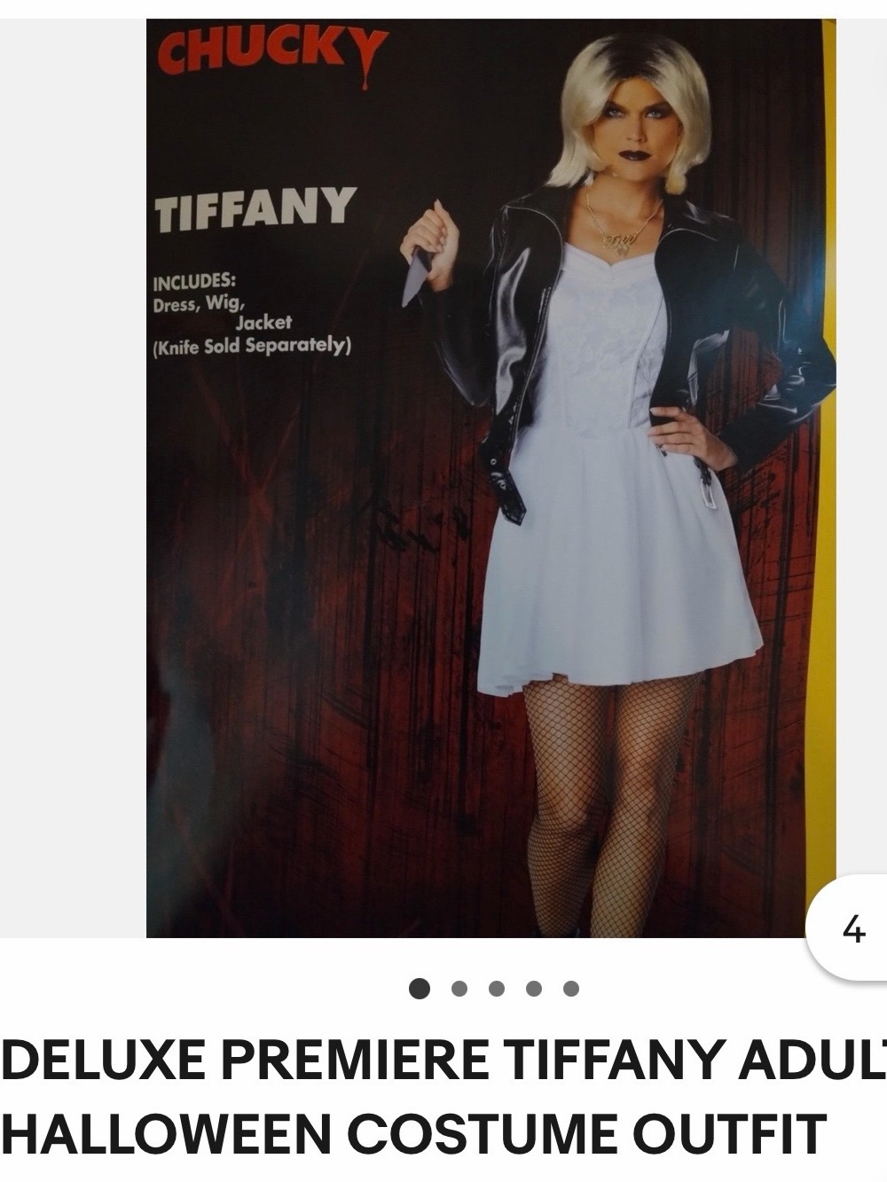 Deluxe Tiffany Adult Halloween Costume - White Dress with Black Jacket